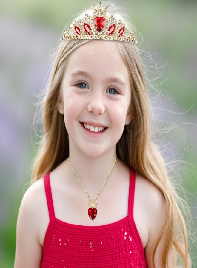 Botrinal Evie Red Heart Necklace and Descendant 3 Queen of Hearts Tiara Descendant Costume Evie Gold Crown for Girls Teens Halloween Parties - Image 4